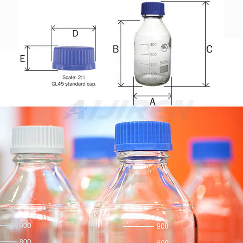Blue Orange Screw lid Lab clear reagent bottle